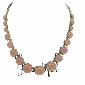 Statement Necklace Faceted Nude Pink Rhinestone Necklace 18-20" Boutique